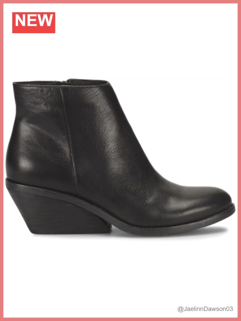Italian Leather Ankle Bootie Round Toe Block Heel Zip Up